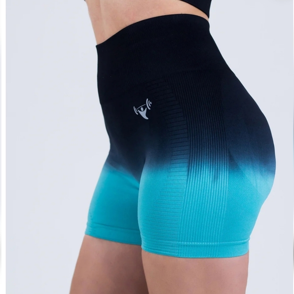 Power Gym High Waist Booty Scrunch Ombre Athletic Shorts Med - Picture 2 of 7